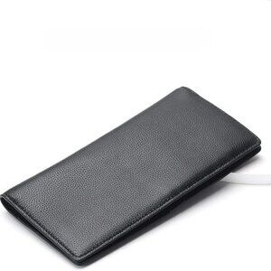 Bveyzi Black Leather RFID Blocking Credit Card Holder Bifold Clutch Wallet. New